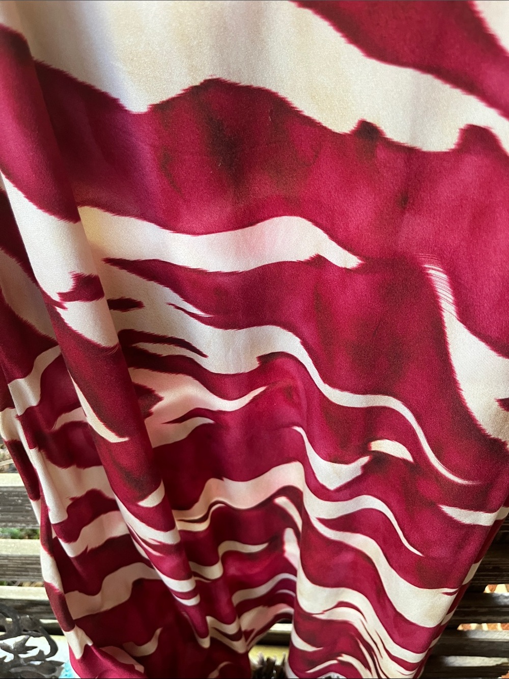 Women’s Burgundy & Cream Greek designer Abstract Print Maxi Skirt